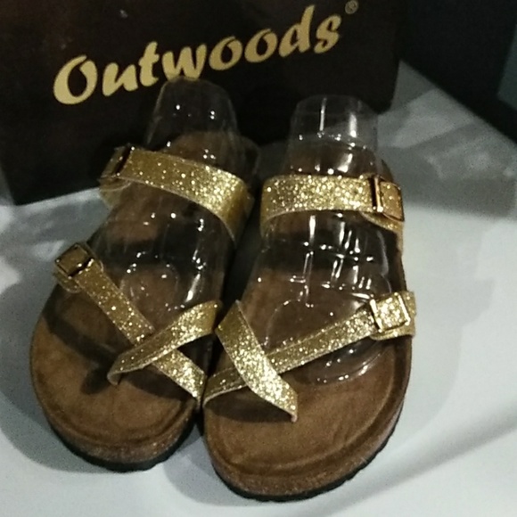 Outwoods Gold Glitter Sandals 